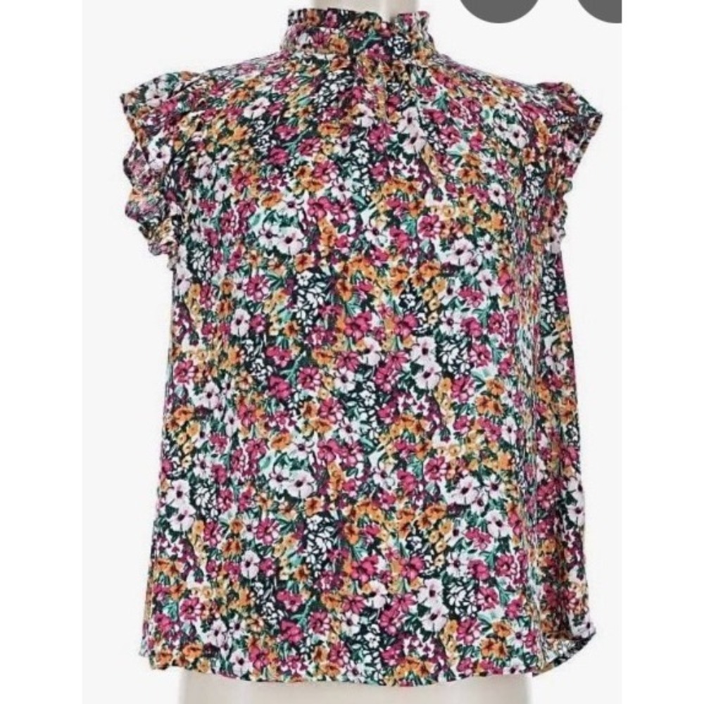VOY Floral Sleeveless Blouse Orange Yellow 2XL New With Tags